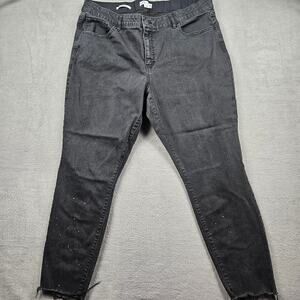 Ava & Viv Black Mid Rise Skinny Jeans Plus Size 20 Raw Hem Distress